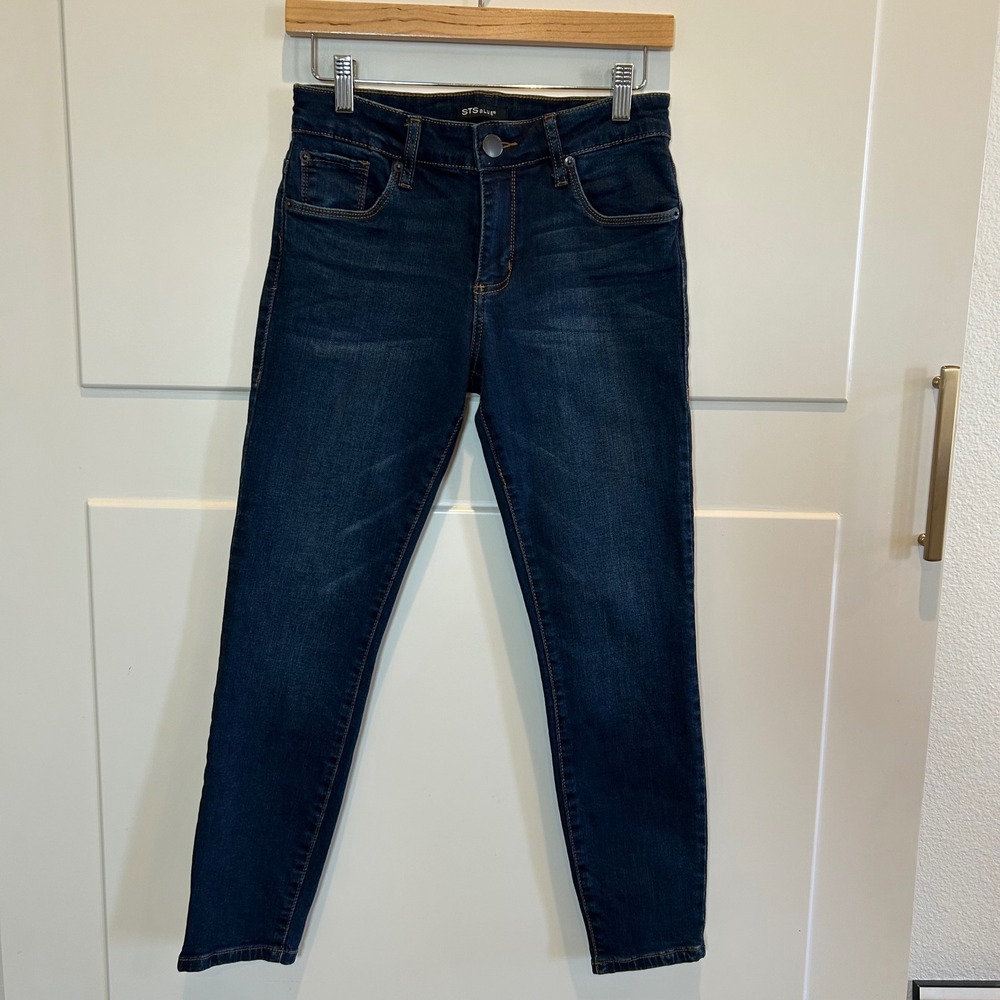 STS Blue Womens Dark Wash Skinny Jeans Size 26S Mid Rise Indigo Denim 0384
